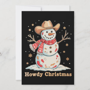 Howdy Christmas Snowman Western Cowboy Xmas Snow Invitation