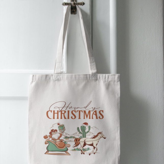 Howdy Christmas Typography, Texas Symbol Graphics Tote Bag (Creator Uploaded)