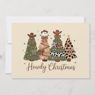 Howdy Christmas Western Retro Tree Cowboy Cowgirl  Holiday Card