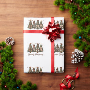 Howdy Christmas Western Xmas Tree Leopard Bow Wrapping Paper