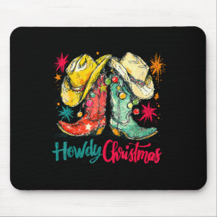 Howdy Christmas Xmas Cowboy Boots Western Pajamas  Mouse Pad