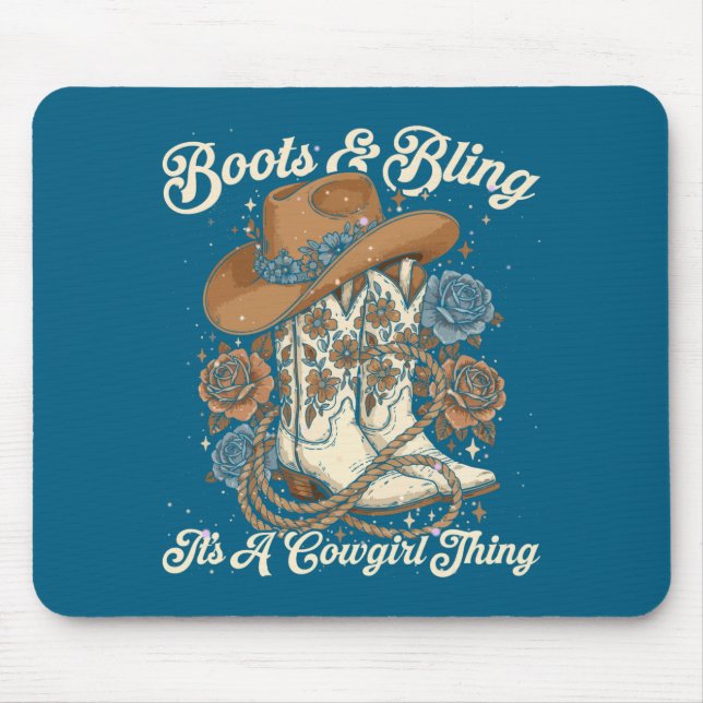 Howdy Country Rodeo Boots &amp; Bling Its A Cowgir Mouse Pad (Front)