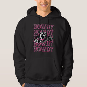 HOWDY Country Southern Western Pink Leopard Cow p Hoodie