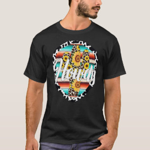 HOWDY  Cow Leopard Cactus Serape Cactus print Sunf T-Shirt