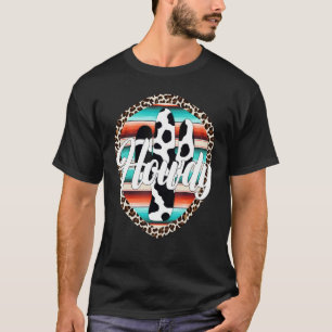 HOWDY Cow Leopard Cactus Serape Cactus print Turq T-Shirt