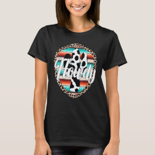 HOWDY Cow Leopard Cactus Serape Cactus print Turq T-Shirt