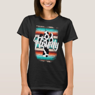 HOWDY  Cow pattern Cactus Serape Cactus print Turq T-Shirt