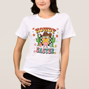 Howdy Cowboy Chicks Dig Me Easter Happy Easter Tri-Blend Shirt