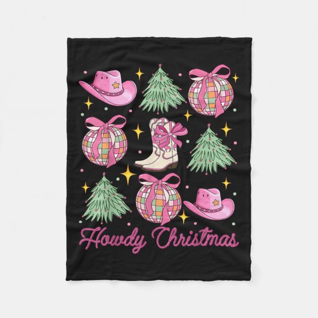 Howdy Cowboy Christmas Western Country Coquette Di Fleece Blanket (Front)