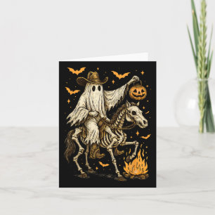 Howdy Cowboy Ghost Pumpkin Riding Skeleton Horse H Card