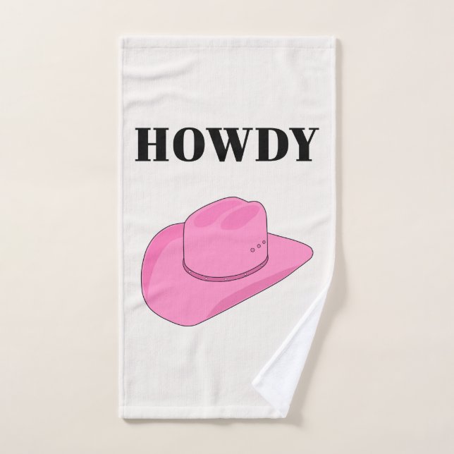 Howdy Cowboy Hat Pink Bath Towel Set (Hand Towel)