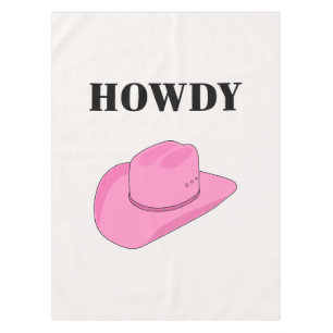 Howdy Cowboy Hat Pink Tablecloth