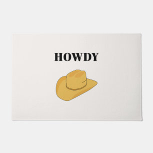 Howdy Cowboy Hat Yellow Doormat