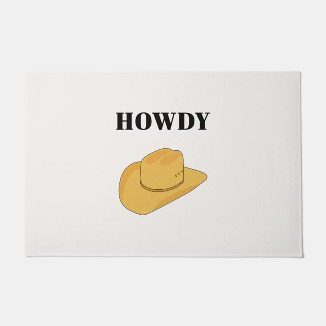 Howdy Cowboy Hat Yellow Doormat (Front)