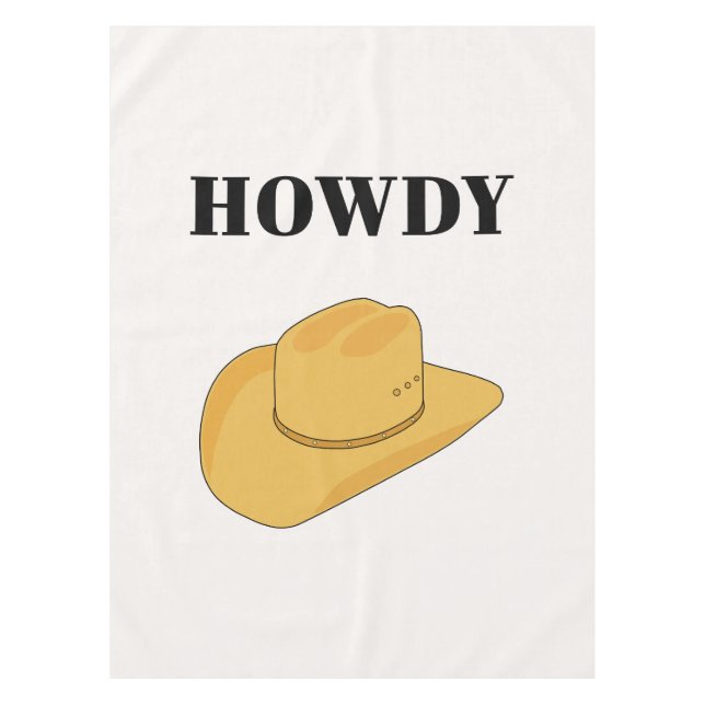 Howdy Cowboy Hat Yellow Tablecloth (Front)