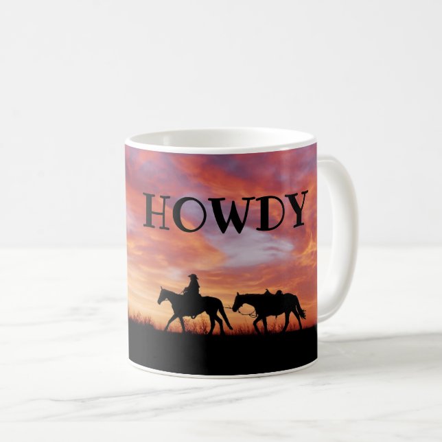 Howdy Cowboy Horse Western Sky Coffee Mug (Front Right)