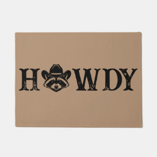 Howdy Cowboy Racoon Western Funny Welcome Mat