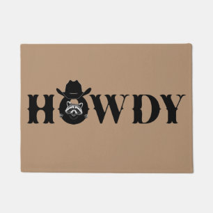 Howdy Cowboy Racoon Western Funny Welcome Mat