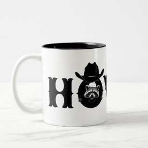 Howdy Cowboy Racoon Western Funny Welcome Two-Tone Coffee Mug