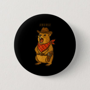 Howdy Cowboy Rock Hyrax Awawa Western Funny _1  6 Cm Round Badge