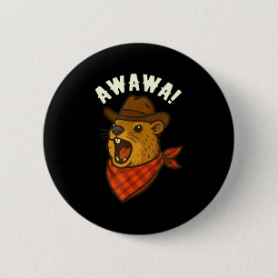 Howdy Cowboy Rock Hyrax Awawa Western Funny _1 6 Cm Round Badge
