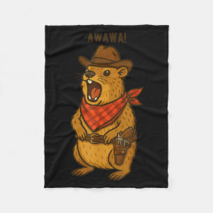 Howdy Cowboy Rock Hyrax Awawa Western Funny _1  Fleece Blanket