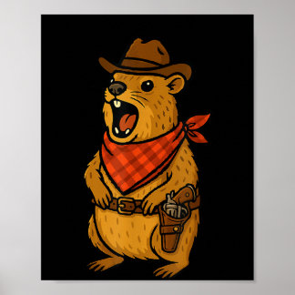 Howdy Cowboy Rock Hyrax Awawa Western Funny  Poster