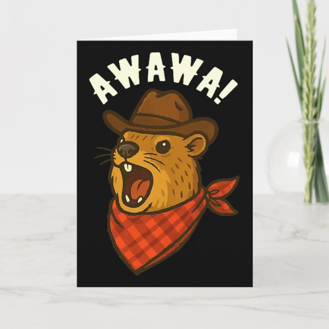 Howdy Cowboy Rock Hyrax Awawa Western Funny Premiu Card (Front)
