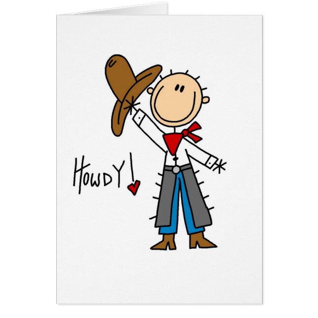Howdy! Cowboy Stick Figure Card (Front)