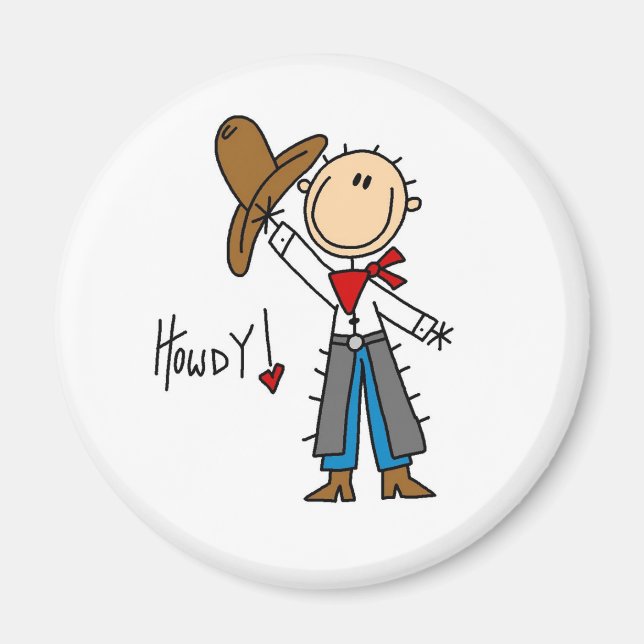 Howdy! Cowboy Stick Figure Magnet (Front)