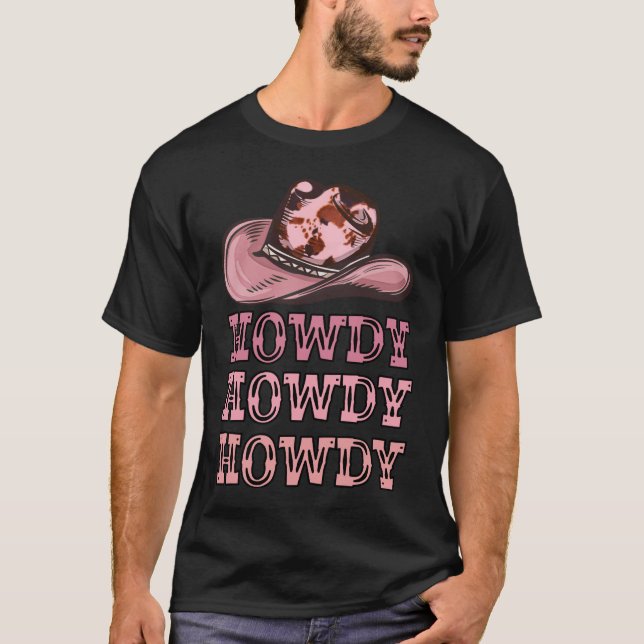 Howdy Cowgirl & Cowboy Western Rodeo T-Shirt (Front)