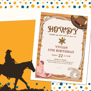 Howdy! Cowgirl Saddle Up Birthday Invitation