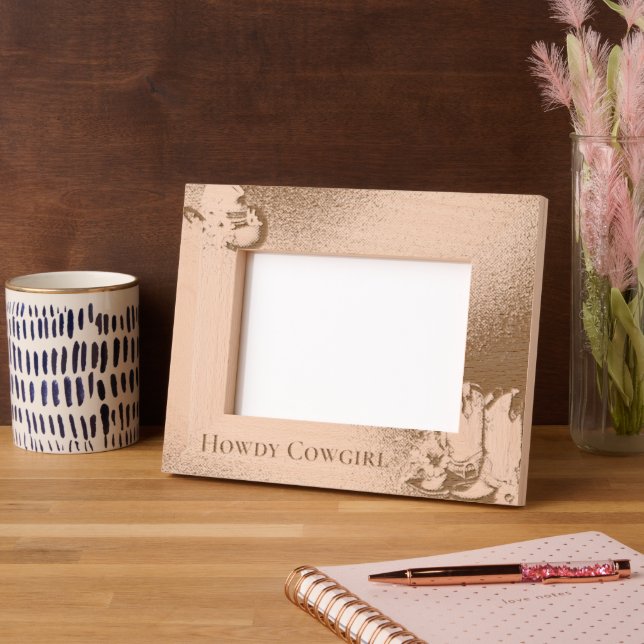 Howdy Cowgirl Western Hat and Boots Etched Frames (Left)