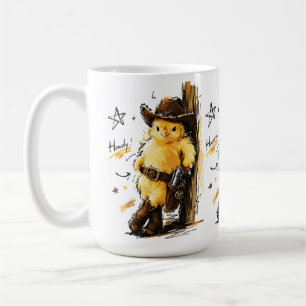 Howdy Cute Cowboy Baby Chick Western Art Coffee Mug