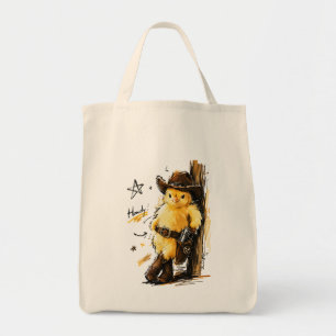 Howdy Cute Cowboy Baby Chick Western Art Tote Bag