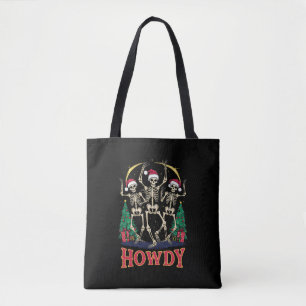 Howdy Dancing Skeleton Funny Christmas Holiday Tote Bag