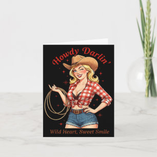 Howdy Darlin Cowgirl Mothers Day Western Retro Card