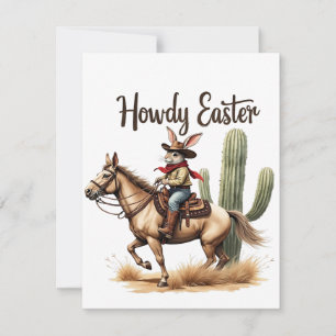 Howdy Easter Bunny Riding a Horse Cowboy Card