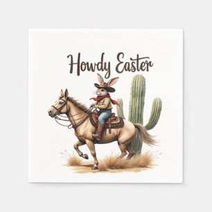 Howdy Easter Bunny Riding a Horse Cowboy Napkin