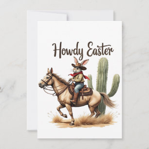 Howdy Easter Bunny Riding a Horse Cowboy  Thank You Card
