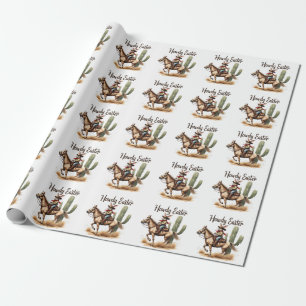 Howdy Easter Bunny Riding a Horse Cowboy Wrapping Paper