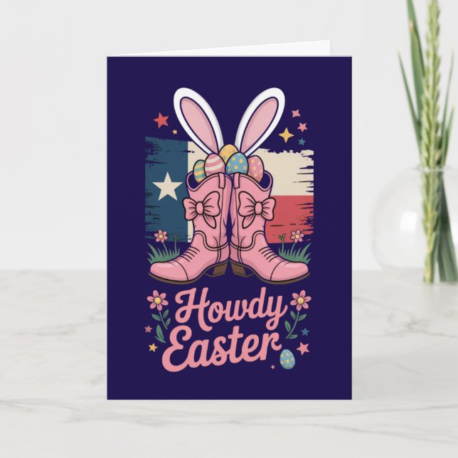 Howdy Easter Card Texas Flag Cowboy Western  (Front)