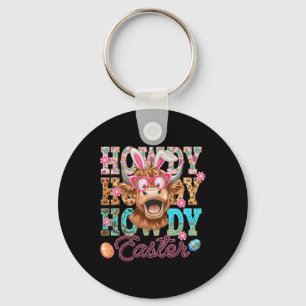 Howdy Easter Cute Cow Easter Western Easter Bunny  Key Ring