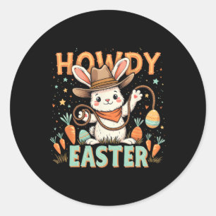 Howdy Easter Cute Cowboy Bunny Western Egg Hunts G Classic Round Sticker