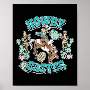 Howdy Easter Shirt Western Cowboy Bunny Easter Egg Poster