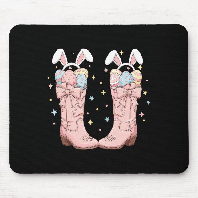 Howdy Easter Western Easter Bunny Cowboy Boots Eas Mouse Pad (Front)