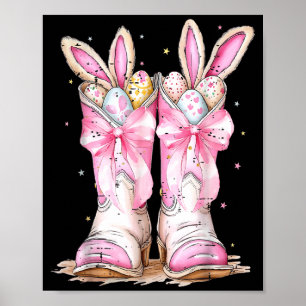 Howdy Easter Western Easter Bunny Cowboy Boots Hap Poster