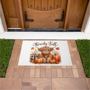 Howdy Fall Highland Cow Happy Thanksgiving Autumn Doormat