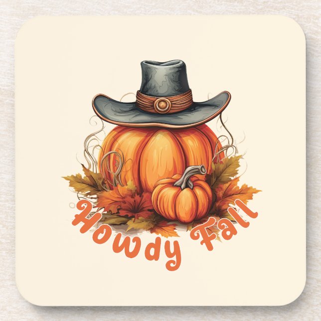 Howdy Fall – Rustic Autumn Vibes Coaster (Front)