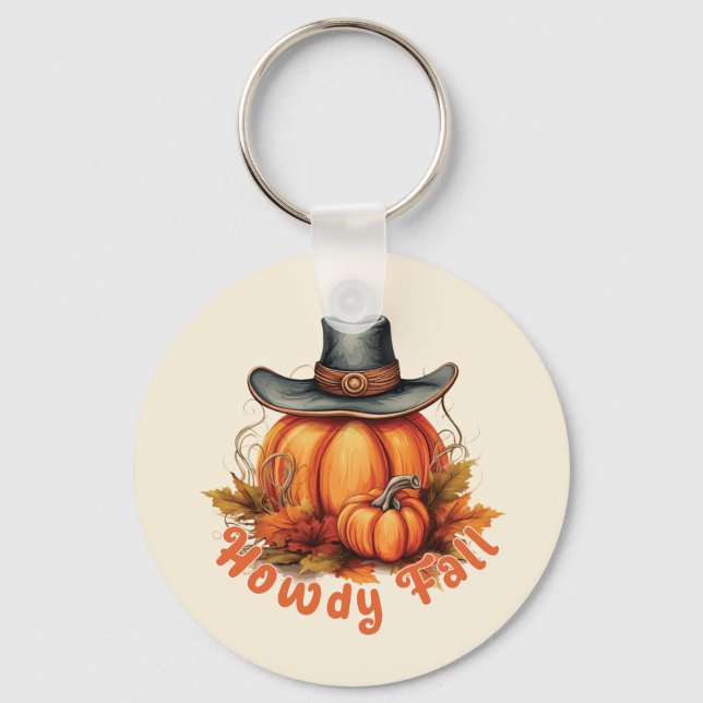 Howdy Fall – Rustic Autumn Vibes Key Ring (Front)